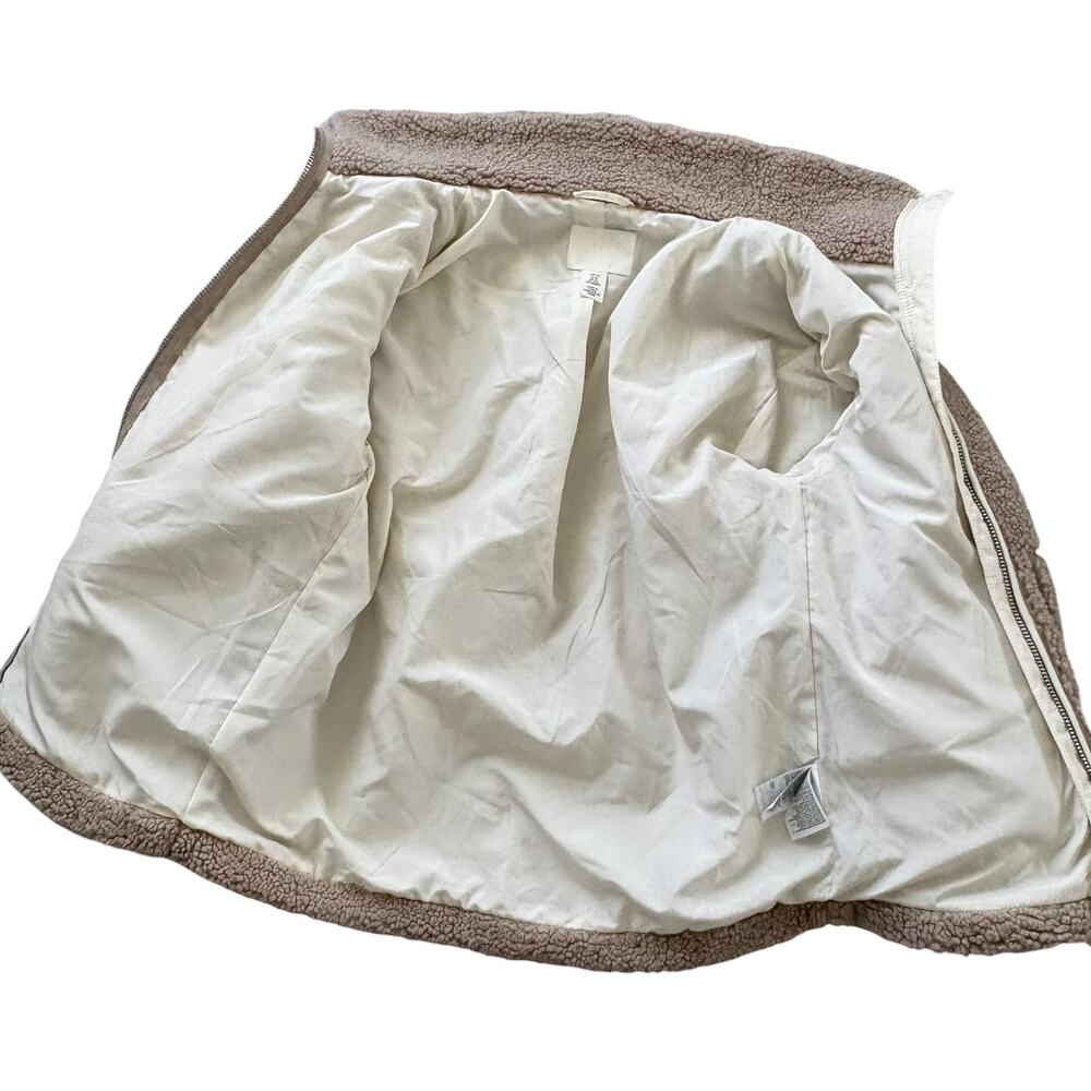 H&M Teddy Fleece Oversized Jacket XS Taupe Full Zip Cozy Sherpa Aprè Ski Cabin - Picture 4 of 9